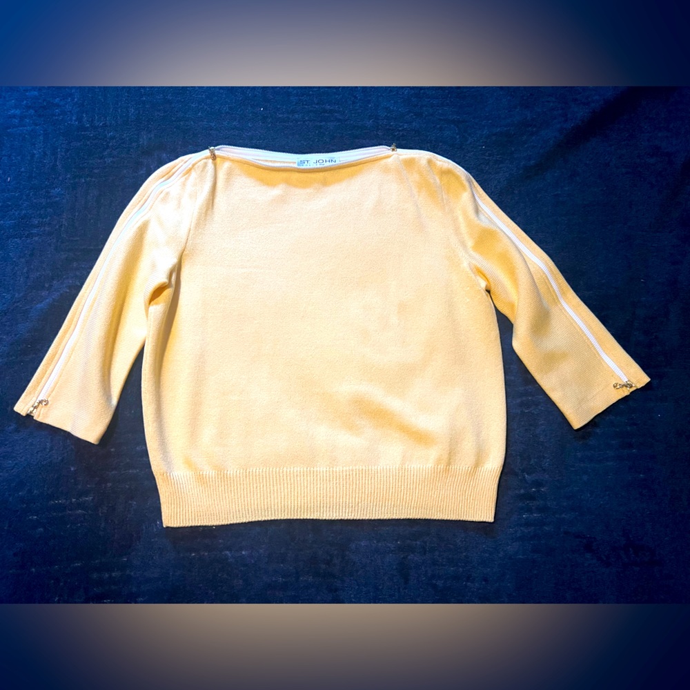 st john collection zip shoulder 3/4 sleeve sweater